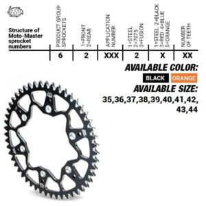 Moto-Master bagtandhjul alu sort, 38t SX50