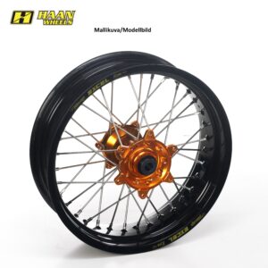 Haan-hjul SX&SXF 15-/EXC 16- 17-3,50 SORT FELGE/ORANGE NUB/ORANGE NIPPLES