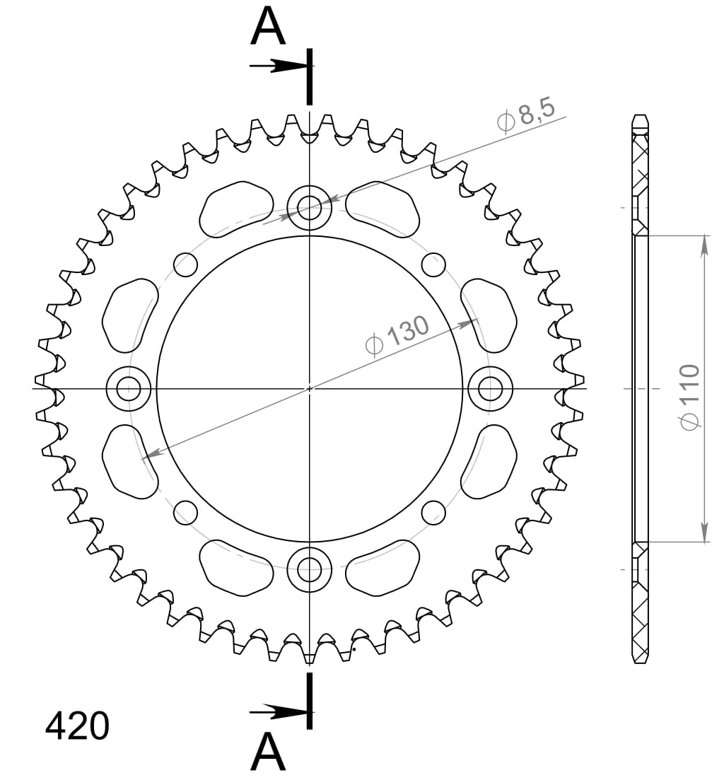 Supersprox Alu Bagtandhjul KA/SU KX65 00-/RM65 03-05 Sort 47 - Image 2