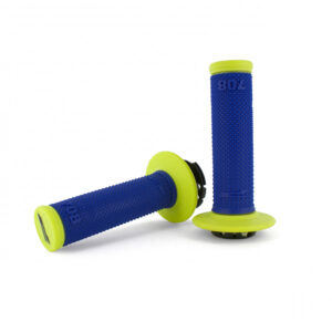 Progrip, 708 Dual Density Full Diamond LOCK ON GRIPS, NEON BLUE YELLOW