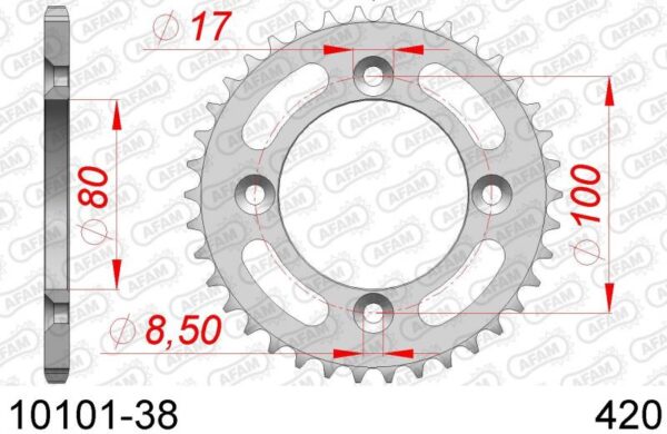 Afam bagtandhjul 38T, 420 CRF110