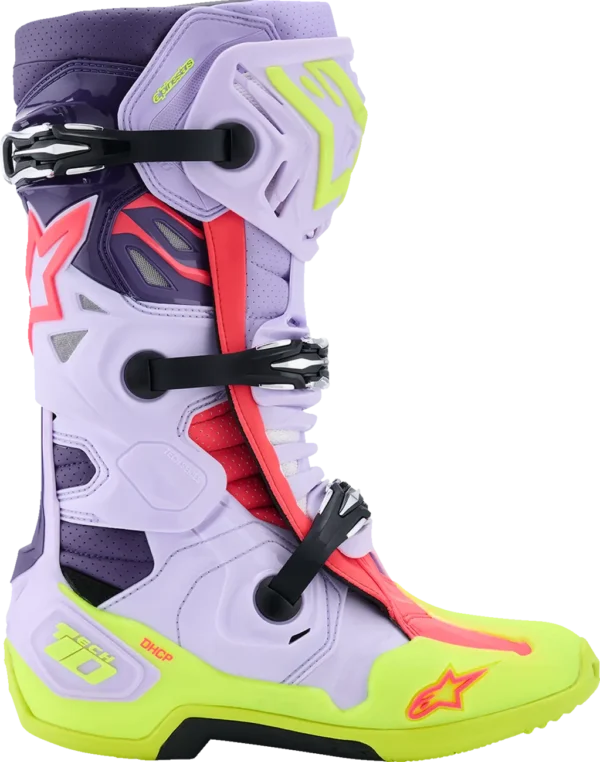 Alpinestars Tech 10 Supervented støvler - Lilla/gul/lyserød - Image 2