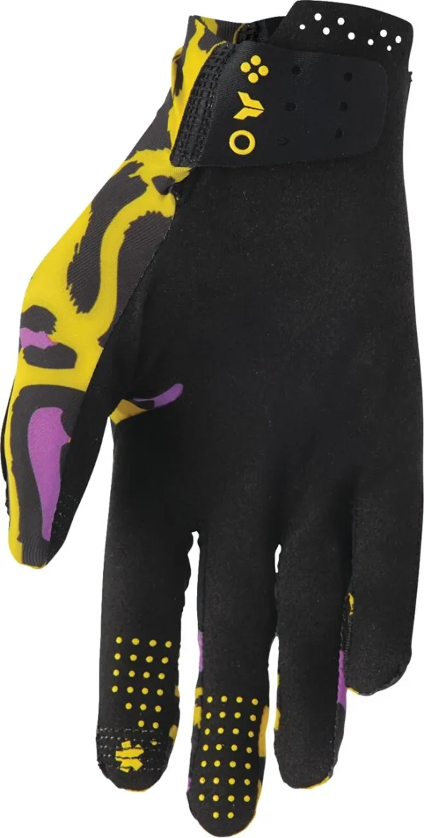 Thor Sportmode Cheetah-handsker – gul/lilla - Image 2